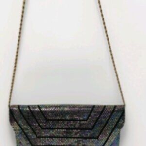 Vintage La Regale Iridescent Sequin Clutch Shoulder Bag Gold Chain – Black Linin